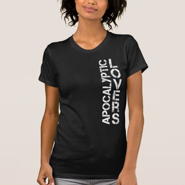 Apocalyptic Lovers - (W) Vertical DBL sided logo. T-Shirt (Front)