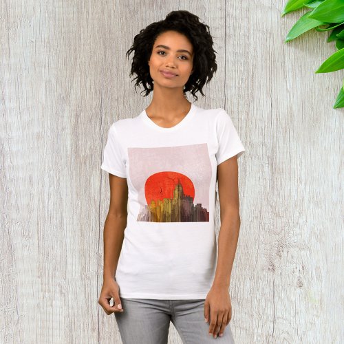 Apocalyptic Retro City Womens T_Shirt