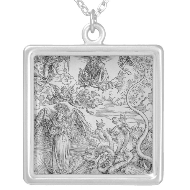Apocalyptical scene silver plated necklace (Front)