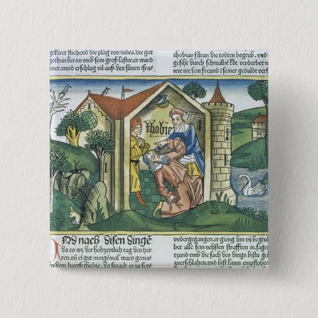 Apocrypha: Tobit is blinded by sparrow's droppings Button (Front)