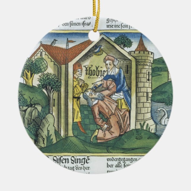 Apocrypha: Tobit is blinded by sparrow's droppings Ceramic Ornament (Front)