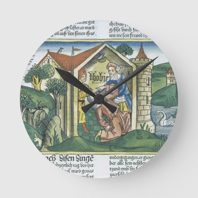 Apocrypha: Tobit is blinded by sparrow's droppings Round Clock (Front)