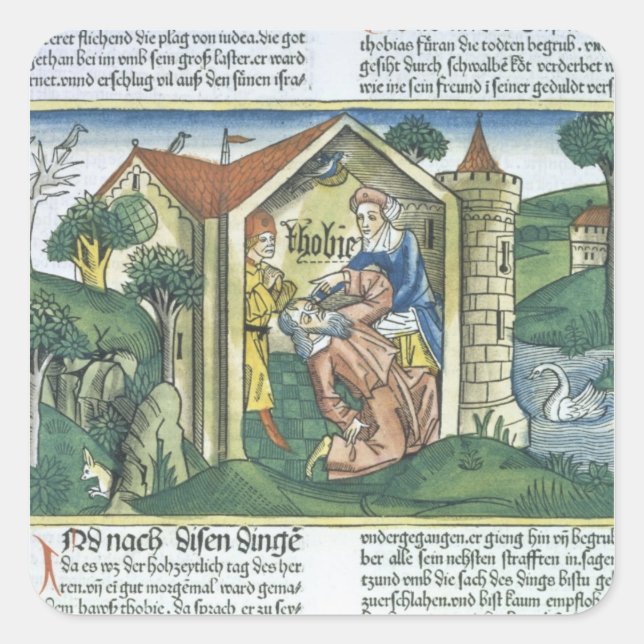 Apocrypha: Tobit is blinded by sparrow's droppings Square Sticker (Front)