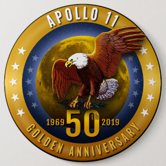 Apollo 11 50th Anniversary Golden Eagle and Moon - Button