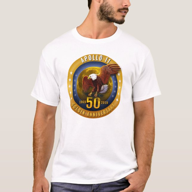 Apollo 11 50th Anniversary Golden Eagle and Moon - T-Shirt (Front)