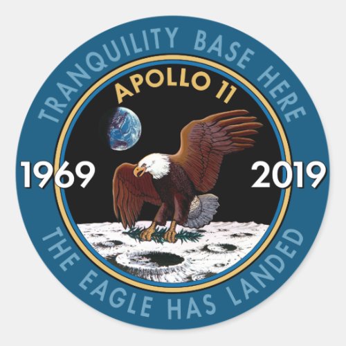 Apollo 11 50th Anniversary Mission Patch Insignia Classic Round Sticker