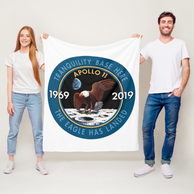 Apollo 11 50th Anniversary Mission Patch Insignia Fleece Blanket (In Situ)
