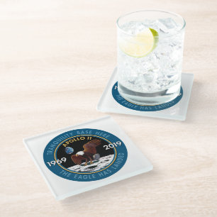 Apollo 11 50th Anniversary Mission Patch Insignia Glass Coaster