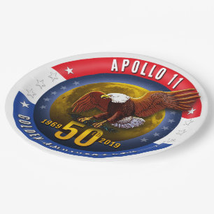 Apollo 11 50th Anniversary Patriotic Moon Eagle - Paper Plates