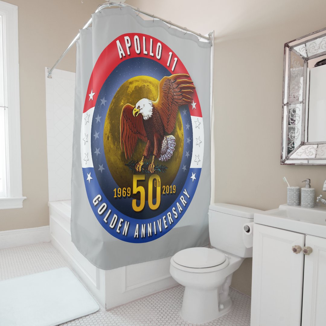 Apollo 11 50th Anniversary Patriotic Moon Eagle Shower Curtain Zazzle