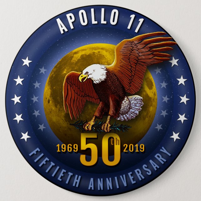 Apollo 11 50th Anniversary Starfield Moon Eagle - Button (Front)