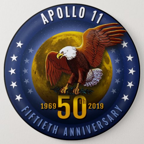 Apollo 11 50th Anniversary Starfield Moon Eagle _ Button