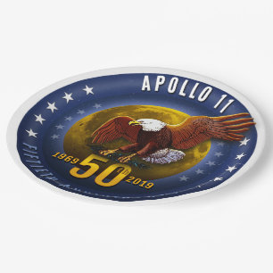 Apollo 11 50th Anniversary Starfield Moon Eagle - Paper Plates