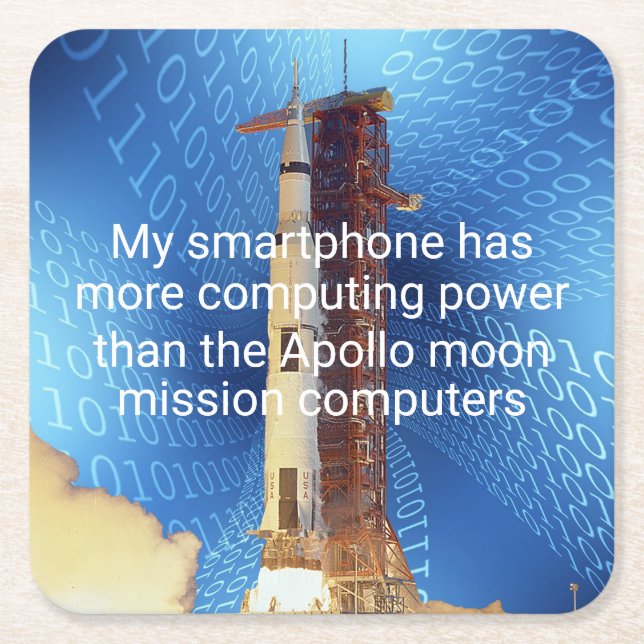 Apollo 11 Computing Power Square Paper Coaster (Front)