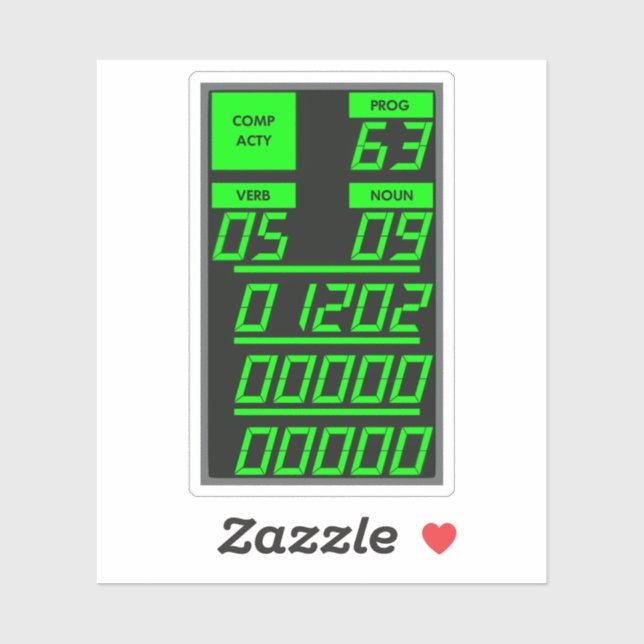 Apollo 11 DSKY Display, Alarm Code 1202 Sticker (Sheet)