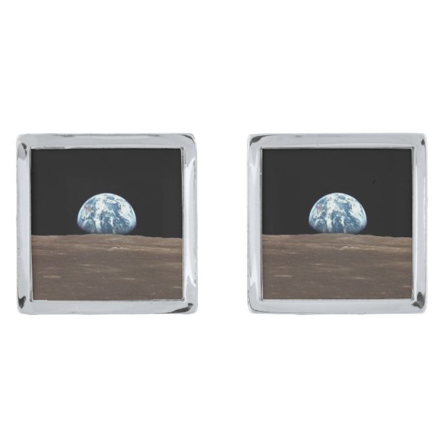 APOLLO 11 EARTHRISE (earth moon solar system) Cufflinks (Front)