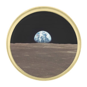 APOLLO 11 EARTHRISE (earth moon solar system) ~ Gold Finish Lapel Pin