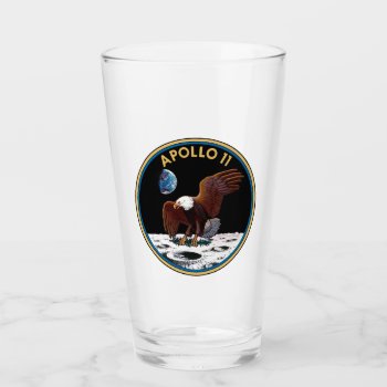 Apollo 11 Insignia Glass by SpacePhotography at Zazzle