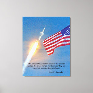 Apollo 11 launch with American Flag Canvas Print