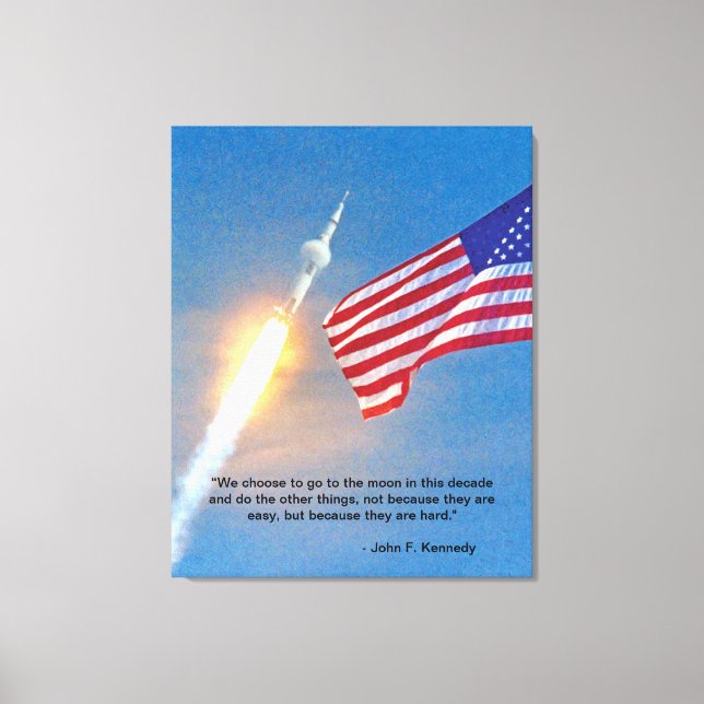 Apollo 11 launch with American Flag Canvas Print (Front)