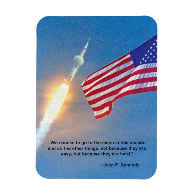 Apollo 11 launch with American Flag Magnet (Vertical)