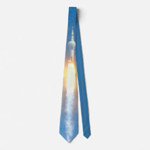 Apollo 11 launch with American Flag Neck Tie