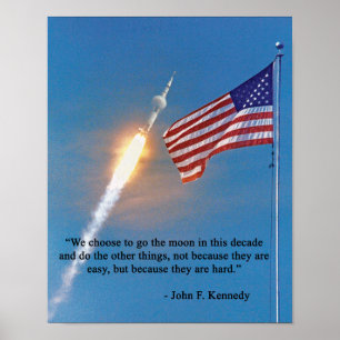 Apollo 11 launch with American Flag Poster