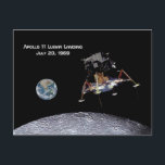 Apollo 11 Lunar Landing Postcard<br><div class="desc">On July 20, 1969, the Apollo 11 Eagle lander began it’s historic descent to the surface of the moon with the first astronauts from the planet Earth to visit another world. It was the culmination of President Kennedy’s commitment to win the space race of the sixties and a landmark event...</div>