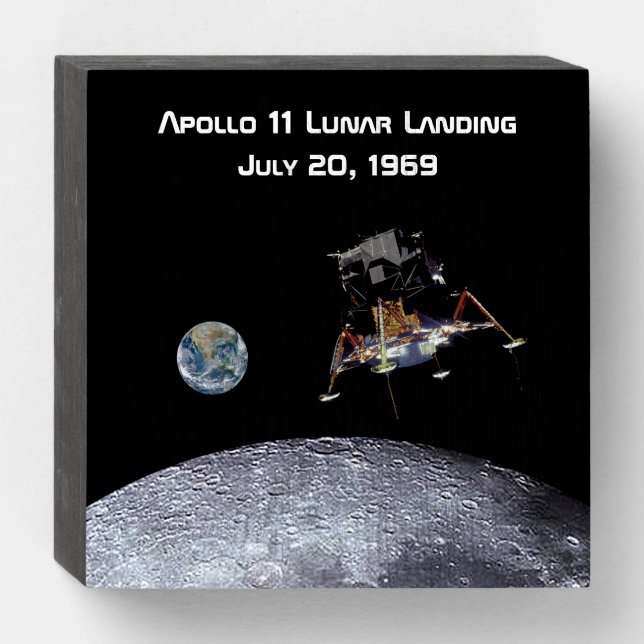 Apollo 11 Lunar Landing Wooden Box Sign (Front Horizontal)