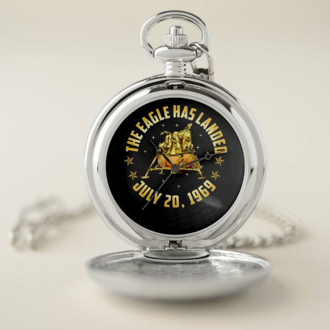 Apollo 11 Moon Landing Space Astronomy Astronauts Pocket Watch (Inside)