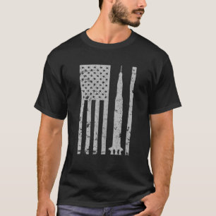 Apollo 11 Saturn V Rocket Vintage Flag Space Astro T-Shirt