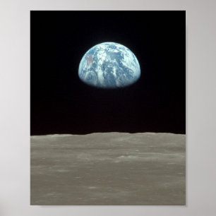 Apollo 11 View of Earth Rising above the Moon Poster