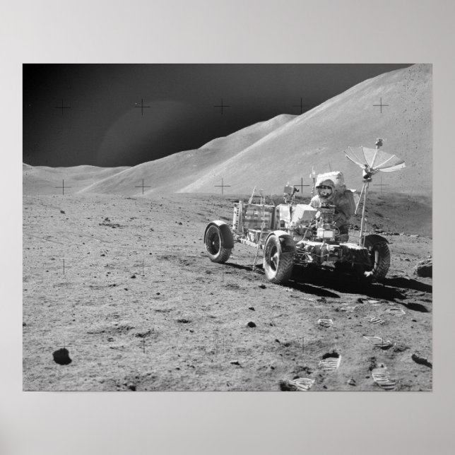 Apollo 15 Astronaut & Lunar Roving Vehicle Poster (Front)