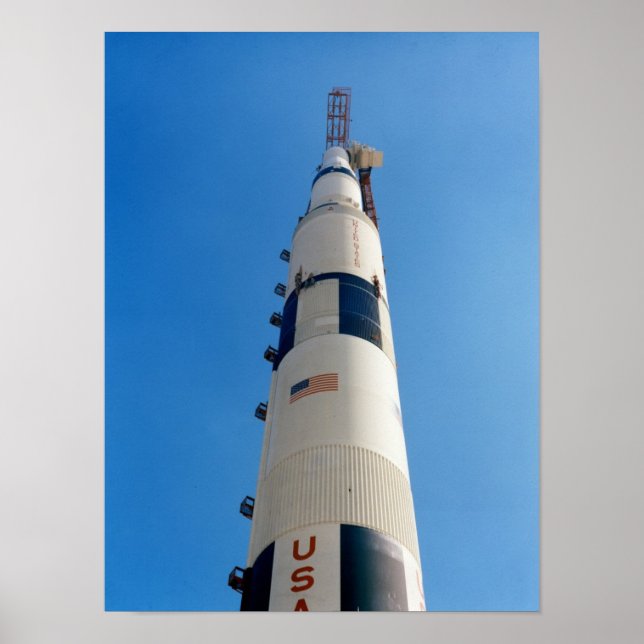 Apollo 15 atop Saturn V Rocket Poster (Front)