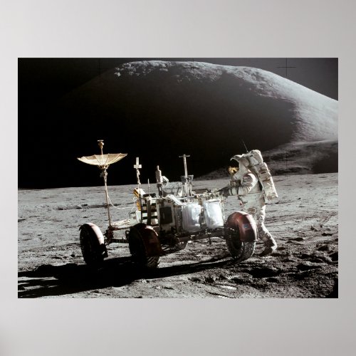 Apollo 15 Lunar Rover and Jim Irwin Poster