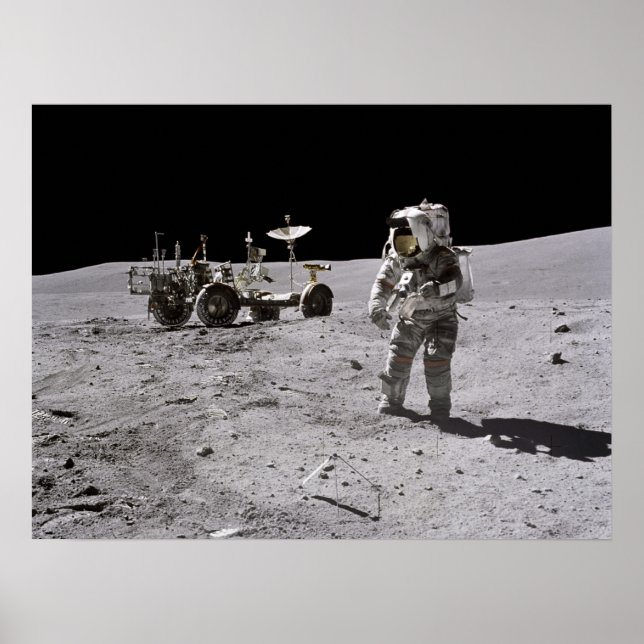 Apollo 16 Astronaut & Lunar Roving Vehicle Poster (Front)