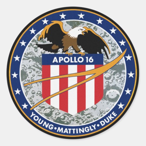 Apollo 16 NASA Mission Patch Logo Classic Round Sticker