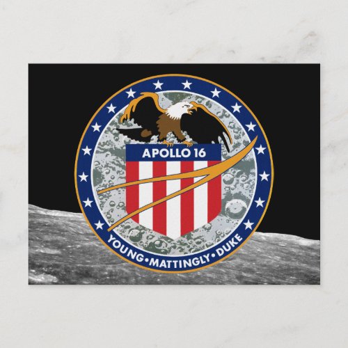 Apollo 16 NASA Mission Patch Logo Postcard