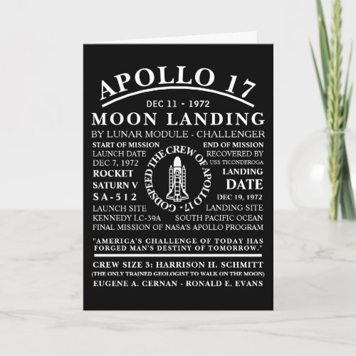 Apollo 17 Detailed Space Voyage Symbol Card