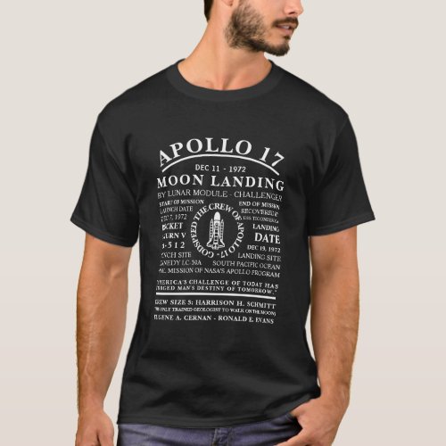 Apollo 17 Detailed Space Voyage Symbol T_Shirt