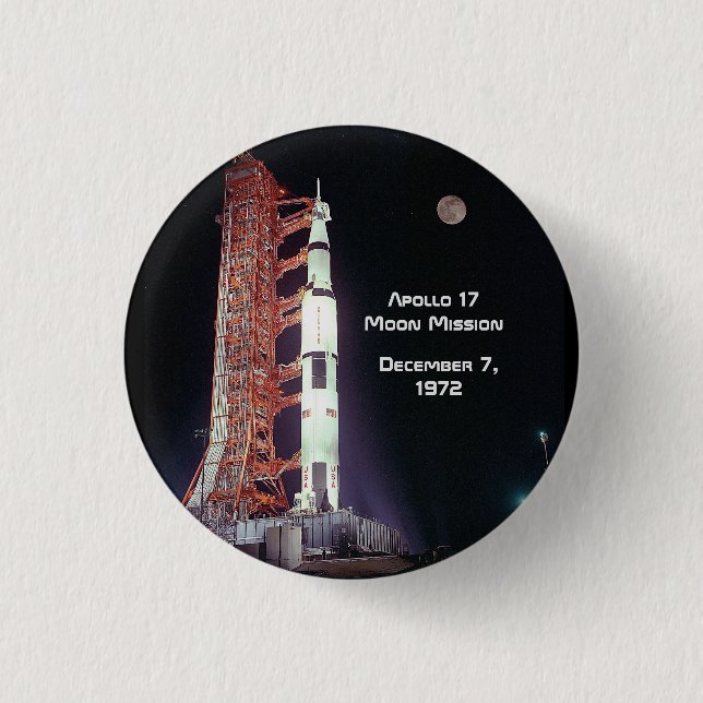 Apollo 17 Moon Mission Button (Front)