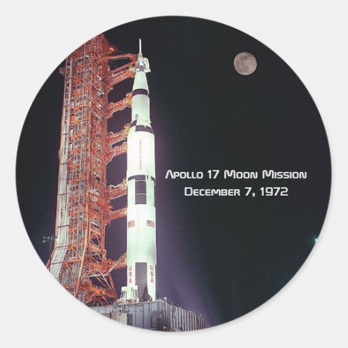 Apollo 17 Moon Mission Classic Round Sticker