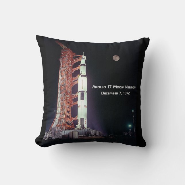 Apollo 17 Moon Mission Throw Pillow (Front)
