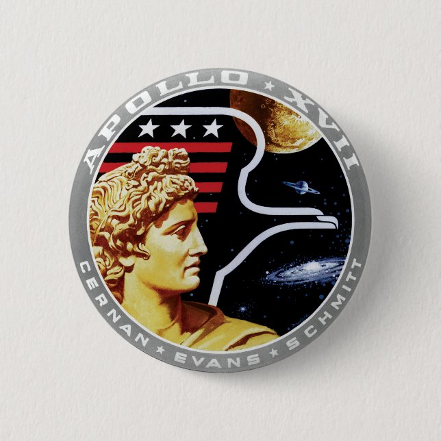 Apollo 17 NASA Mission Patch Logo Button (Front)