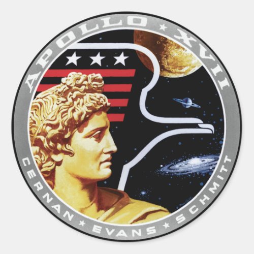 Apollo 17 NASA Mission Patch Logo Classic Round Sticker