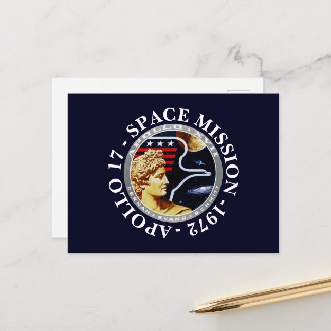Apollo 17 Space Mission 1972 Insignia Postcard (Front/Back In Situ)