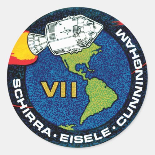 Apollo 7 NASA Mission Patch Logo Classic Round Sticker