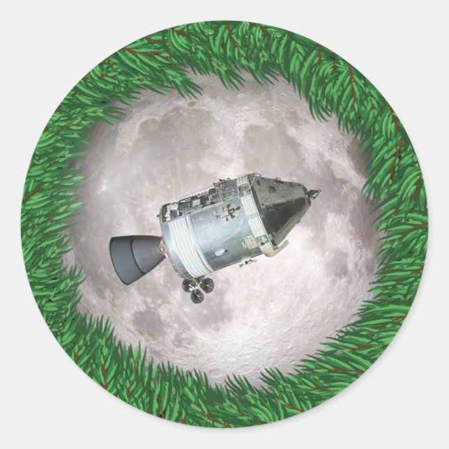 Apollo 8 Christmas Eve Moon Mission Classic Round Sticker (Front)
