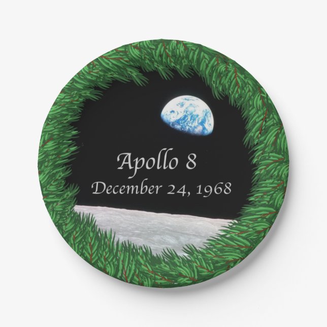 Apollo 8 Christmas Eve Moon Mission Paper Plates (Front)