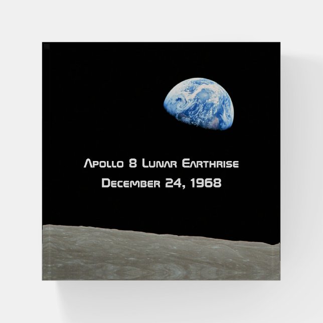 Apollo 8 Lunar Earthrise 50th Anniversary Paperweight (Front)